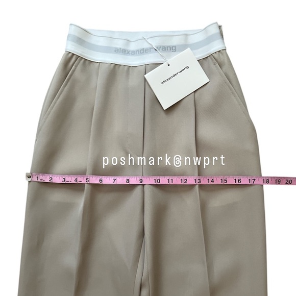 NWT ✨ Alexander Wang Pleated Wool Trousers High Waist Dress Pants Beige 0 XS - Picture 12 of 15